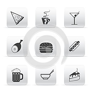 Button set icons food and drink