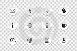 Button Set - Icons For Web Design - Vector Illustrations - Isolated On Transparent Background