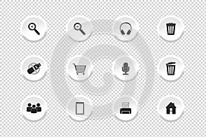 Button Set - Icons For Web Design - Vector Illustrations - Isolated On Transparent Background