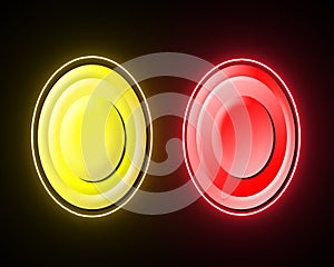 Button sign on the red and yellow colour