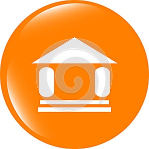 Button with summer home, web icon sign