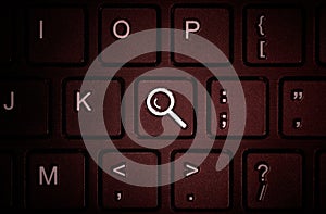 Button with the symbol of the magnifying glass on the keyboard