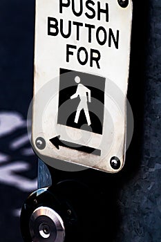 A button to push to walk across street safely in city