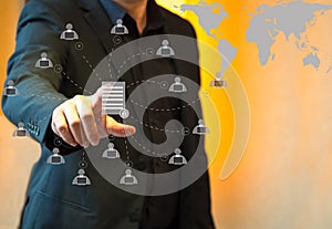 Button upload communication network