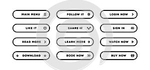 Button vector set black line style