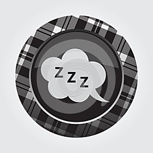 Button white, black tartan - ZZZ speech bubble