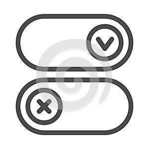 Buttons for active and inactive program add on line icon, pcrepair concept, button vector sign on white background