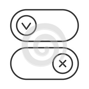 Buttons for active and inactive program add on thin line icon, pcrepair concept, button vector sign on white background