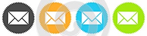 Buttons black, orange, blue, green: Envelope or Newsletter