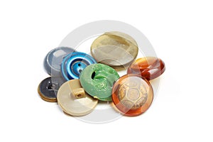 Buttons for clothes on white background using for concept of Button Day. - Image