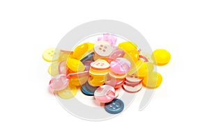 Buttons for clothes on white background using for concept of Button Day.  Image