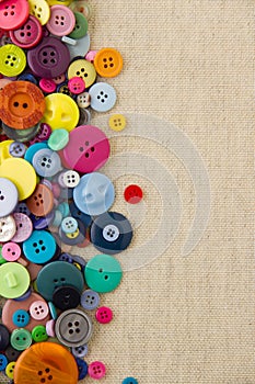 Buttons with copy space on hessian