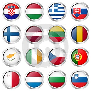 buttons with country flags