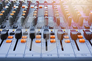 Buttons equipment in audio recording outdoor studio