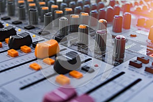 Buttons equipment in audio recording outdoor studio