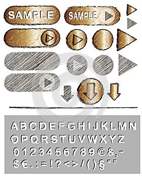 Buttons in grunge style - vector