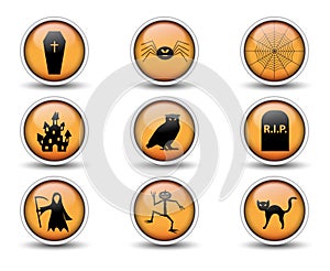 Buttons and Halloween icons set 02