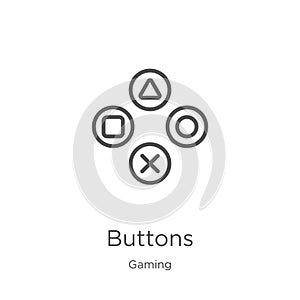 buttons icon vector from gaming collection. Thin line buttons outline icon vector illustration. Outline, thin line buttons icon
