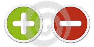 Buttons Plus and Minus green and red