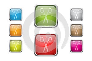 Buttons with scissors sign icons