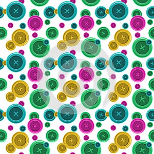 Buttons sewing seamless pattern, button shirt clothing vector il