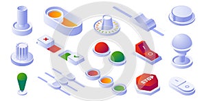 Switches and buttons, isometric knobs set