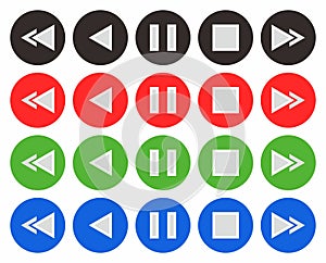 Buttons to play media. menu button. media player symbol. menu button design