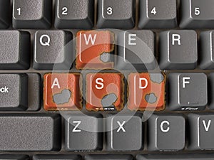 Buttons WASD with burning edges photo