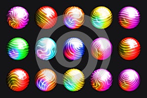 Buttons waves flowing crystal balls lines grid explosion cross vector design illustration