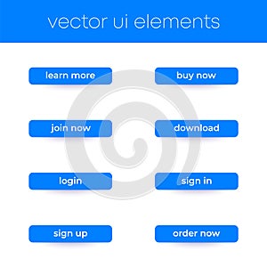 Buttons for web and apps, vector ui elements