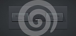 Buttons web vector. the 3d button`s pushed, pressed for web design. gray background photo
