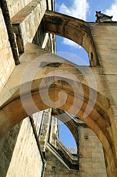 Buttress arches of Winchester Cathedral photo