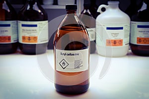 butyl cellosolve in glass,Hazardous chemicals and flammable symbols