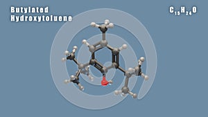 Butylated hydroxytoluene of C15H24O 3D Conformer render. Food additive E321