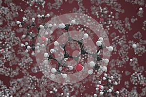 Butylated hydroxytoluene molecule, ball-and-stick molecular conceptual model. Scientific 3d rendering