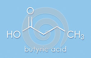 Butyric acid butanoic acid short-chain fatty acid molecule. Esters and salts are called butyrates. Skeletal formula.