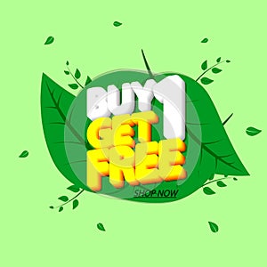 Buy 1 Get 1 Free, Sale banner design template, discount tag, app icon, vector illustration