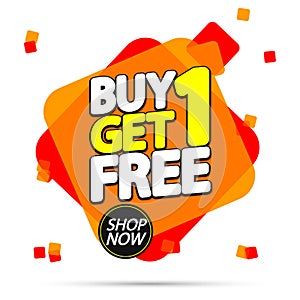 Buy 1 Get 1 Free, Sale banner design template, discount tag, app icon, vector illustration