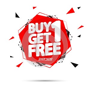 Buy 1 Get 1 Free, Sale banner design template, discount tag, app icon, vector illustration