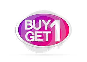 Buy 1 Get 1 Free, Sale banner design template, discount tag, app icon, vector illustration