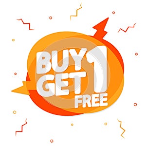 Buy 1 Get 1 Free, Sale banner design template, discount tag, app icon, vector illustration