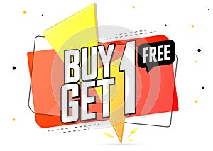 Buy 1 Get 1 Free, sale banner design template, discount tag, special offer, vector illustration