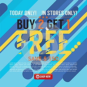 Buy 2 Get 1 Free Background Banner Vector