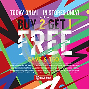 Buy 2 Get 1 Free Banner Vector