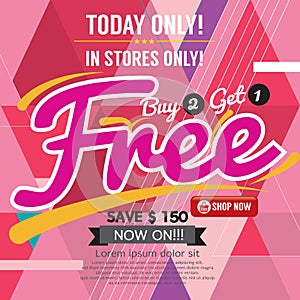Buy 2 Get 1 Free Promotion Banner Vector