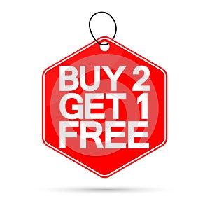 Buy 2 Get 1 Free, Sale banner design template, discount tag, app icon, vector illustration