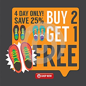 Buy 2 Get 1 Free Sneakers Promotion Campaign.