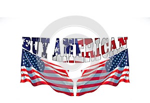 Buy american words with two usa flags