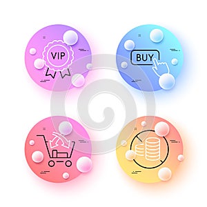 Buy button, Cross sell and Vip award minimal line icons. For web application, printing. Vector