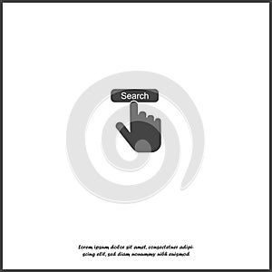 Buy button vector icon. Hand presses buy button Internet on white isolated background